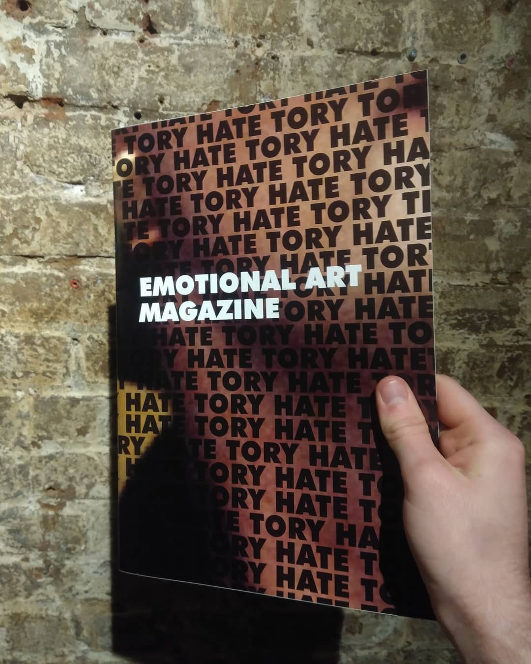 cover of the magazine Emotional Art Mag edition Tory Hate with a brick background